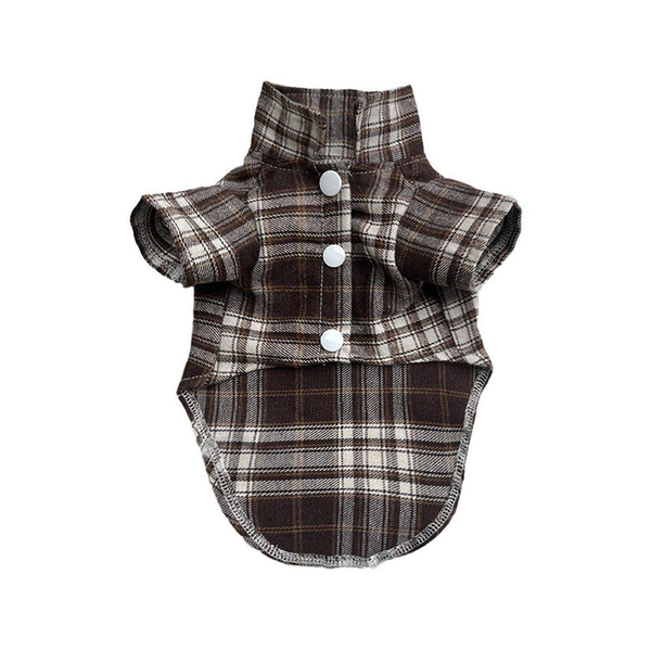 Soft Puppy Plaid Shirt Dog Clothes Jumpsuit Cat Pet Check Coat Summer T Brown Dog Clothing & Shoes
