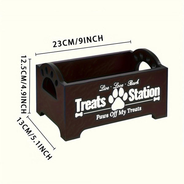 Dog Treat Container Wood Food Storage For Cat Dogs With Paw Print Design Black Food Storage Containers