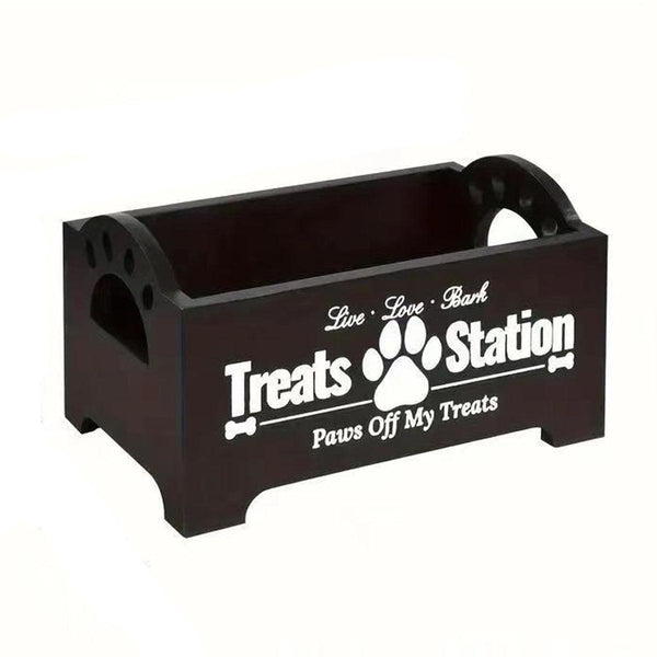 Dog Treat Container Wood Food Storage For Cat Dogs With Paw Print Design Black Food Storage Containers
