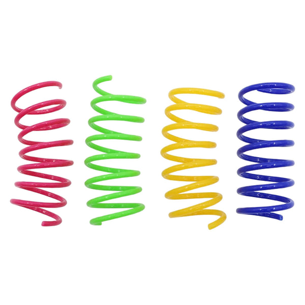 4Pcs Cat Spring Toys Colourful Plastic Jumping For Kitten Interactive Play Cat Toys