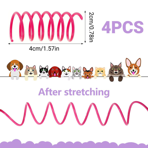4Pcs Cat Spring Toys Colourful Plastic Jumping For Kitten Interactive Play Cat Toys