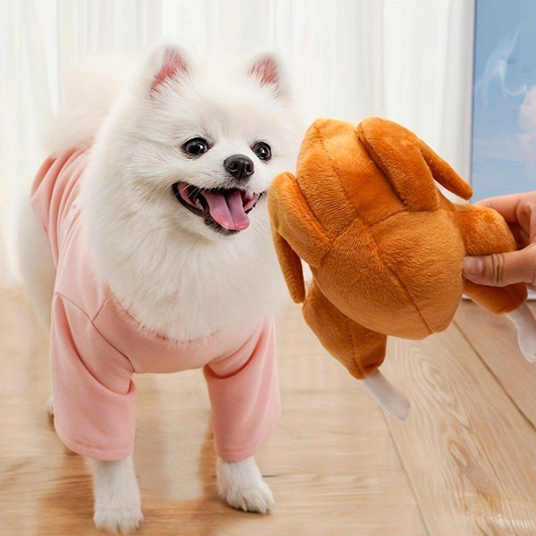 Plush Roast Chicken Dog Toy Squeaky Sound Stuffed Interactive Pet Plaything Dog Toys