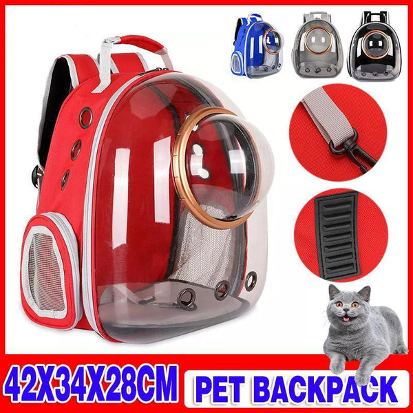 Travel Space Capsule Dog Cat Bag Breathable Outdoor Pet Backpack Carrier Red Pet Transport