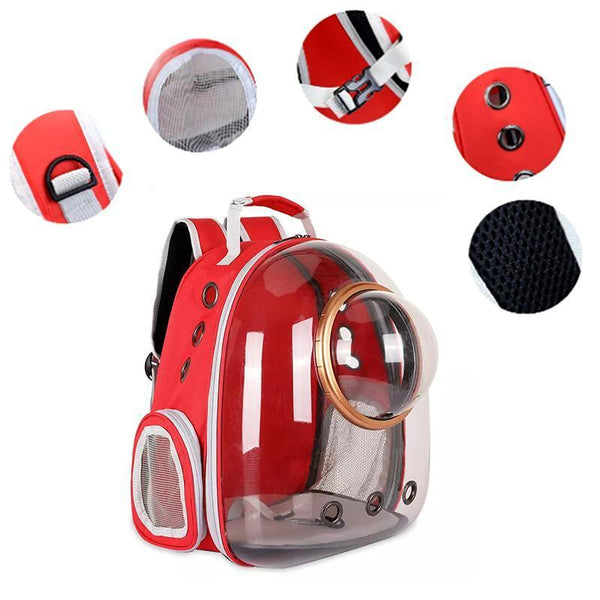 Travel Space Capsule Dog Cat Bag Breathable Outdoor Pet Backpack Carrier Red Pet Transport