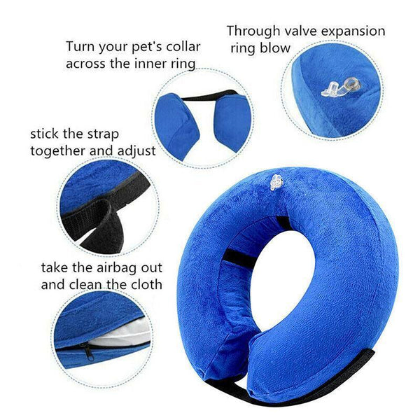 Blue Pet Dog Inflatable Soft Healing Collar Cone Wound Medical Cat Protective Jackets (22*23Cm) Dog Collars