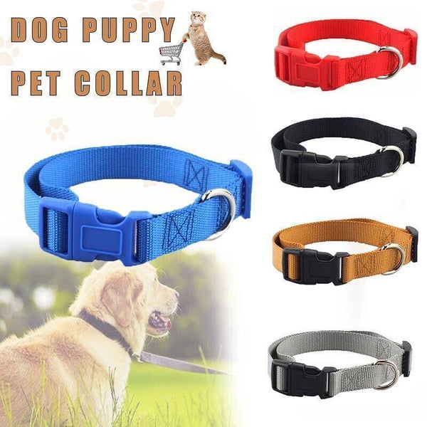 Dog Puppy Pet Collar Adjustable Nylon Toy Large Pink Blue Red Black Grey Size Leads & Head Collars