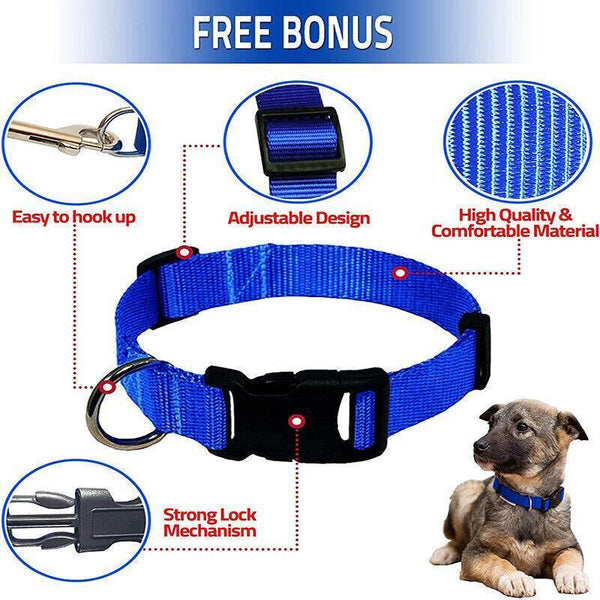 Dog Puppy Pet Collar Adjustable Nylon Toy Large Pink Blue Red Black Grey Size Leads & Head Collars