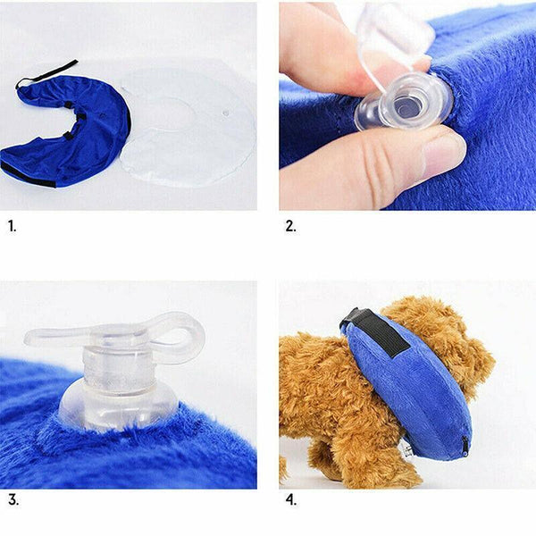 Grey Pet Dog Inflatable Soft Healing Collar Cone Wound Medical Cat Protective Jackets (22*23Cm) Leads & Head Collars