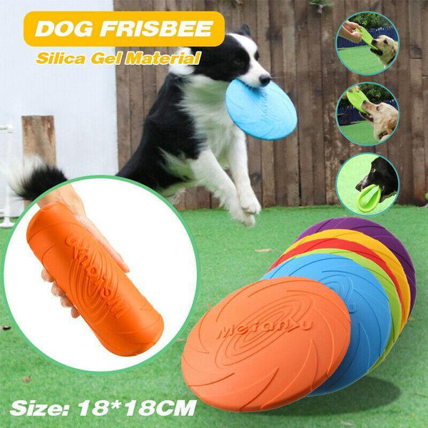 Frisbee Toy For Dogs Outdoor Fetch Training Soft Rubber Pet Flying Disc 18Cm Blue Dog Toys