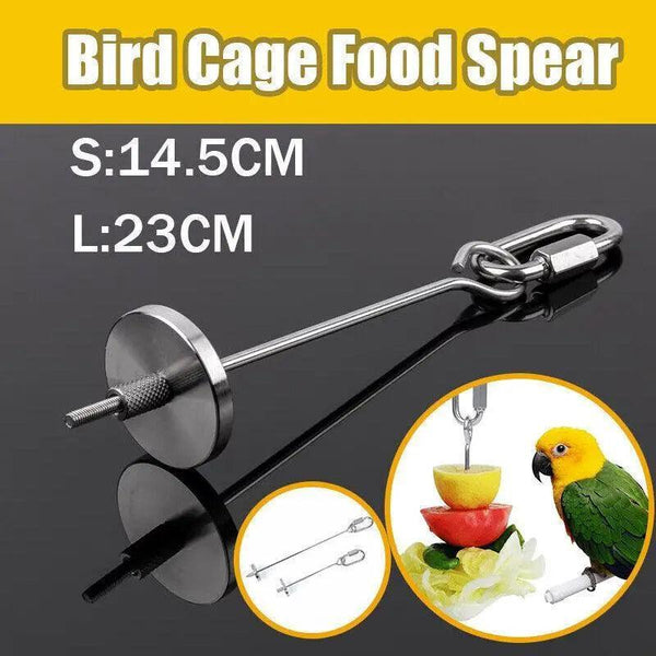 Stainless Steel Bird Parrot Cage Skewer Food Spear Fruit Holder Toy Up 23Cm Bird Cages