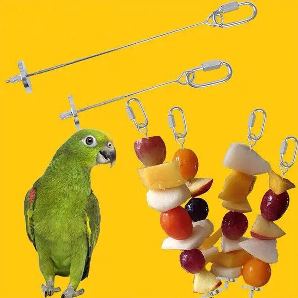 Stainless Steel Bird Parrot Cage Skewer Food Spear Fruit Holder Toy Up 23Cm Bird Cages