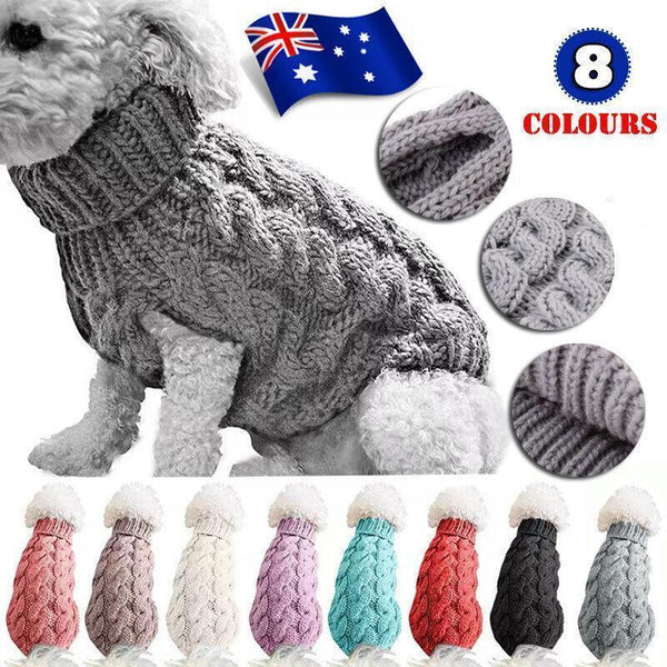 Puppy Dog Jumper Winter Warm Knitted Sweater Pet Clothes Small Dogs Coat Thermal M Size Blue Dog Clothing & Shoes