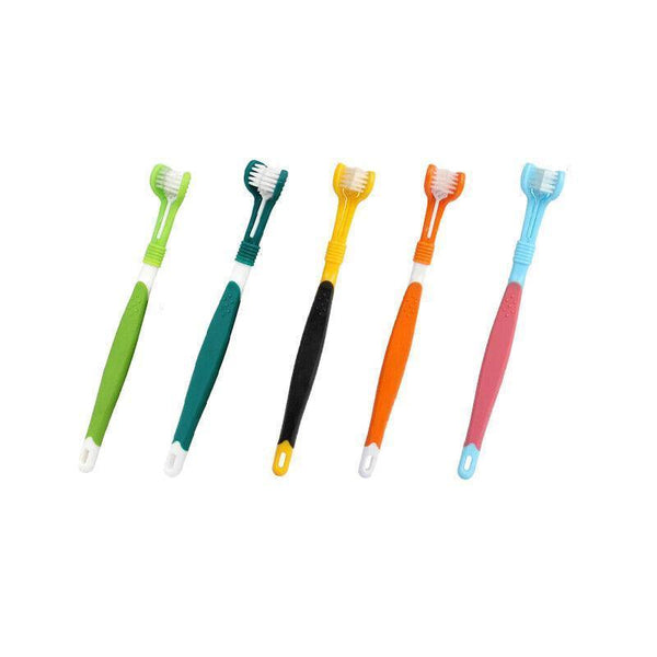 Three Sided Dog Toothbrush Pet Cat Teeth Cleaning Tool Oral Mouth Care Soft Bristle Dark Green Oral Hygiene