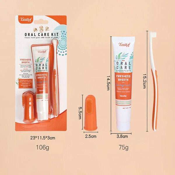 Pet Toothbrush Toothpaste Set For Cats And Dogs Vanilla Flavor Oral Care Kit Oral Hygiene