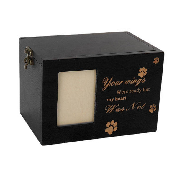1X Pet Memorial Urn For Ashes With Photo Frame Cat/Dog Memory Box Keepsak Black Baby Keepsakes