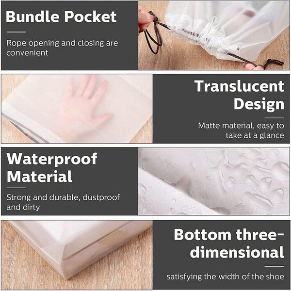 25Pcs Travel Shoe Bags Sport Storage Pouch Drawstring Dust Organizer Black 30*35Cm Packing Organisers