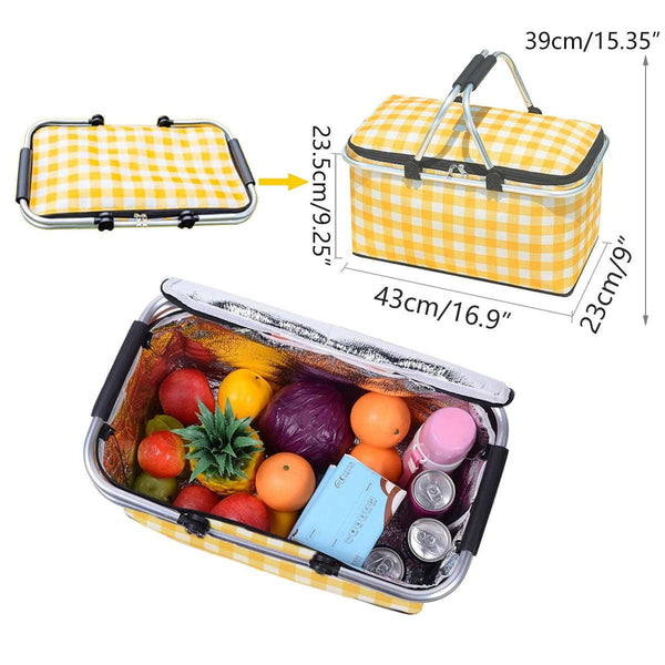 Foldable Picnic Basket Outdoor Camping Carrying Portable Food Storage Greenery Picnic Baskets & Backpacks
