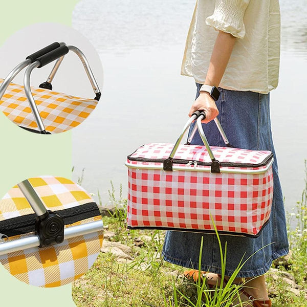 Foldable Picnic Basket Outdoor Camping Carrying Portable Food Storage Greenery Picnic Baskets & Backpacks