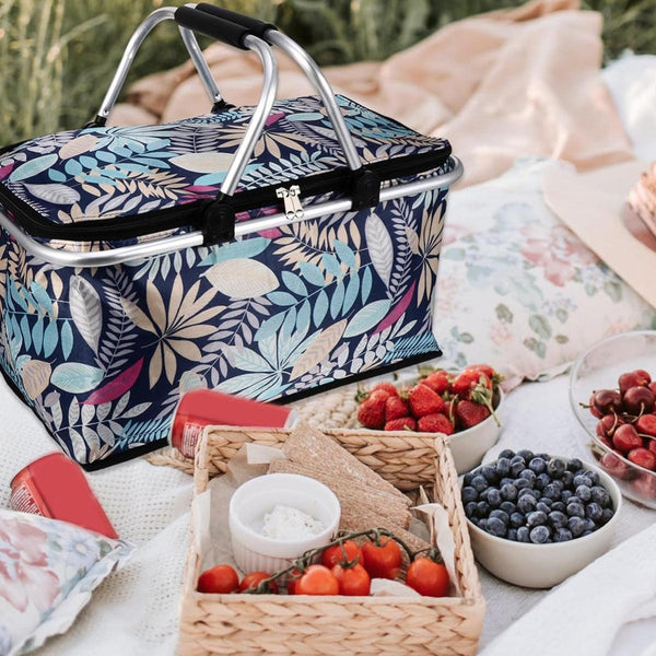 Foldable Picnic Basket Outdoor Camping Carrying Portable Food Storage Greenery Picnic Baskets & Backpacks