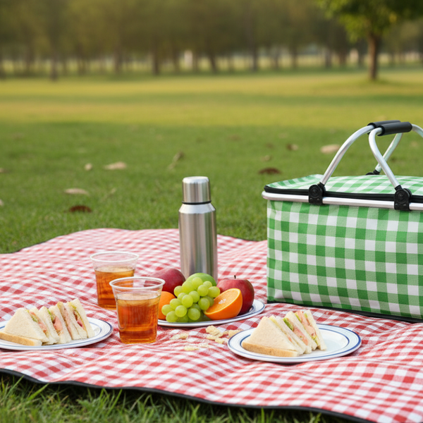 Foldable Picnic Basket Outdoor Camping Carrying Portable Food Storage Greenery Picnic Baskets & Backpacks