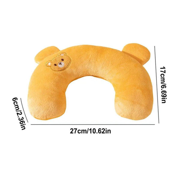 Dog Pet U Shaped Pillow Cartoon Breathable Cat Sleeping Cushion For All Seasons Brown Pet Beds