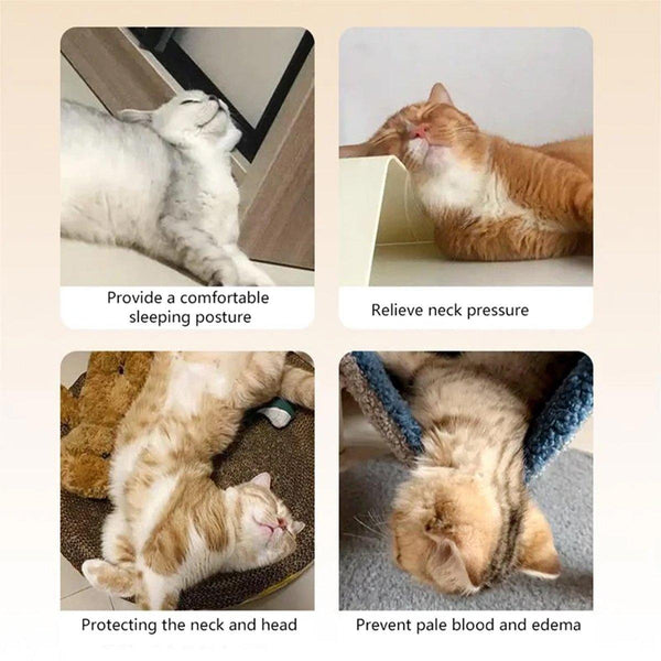 Dog Pet U Shaped Pillow Cartoon Breathable Cat Sleeping Cushion For All Seasons Brown Pet Beds