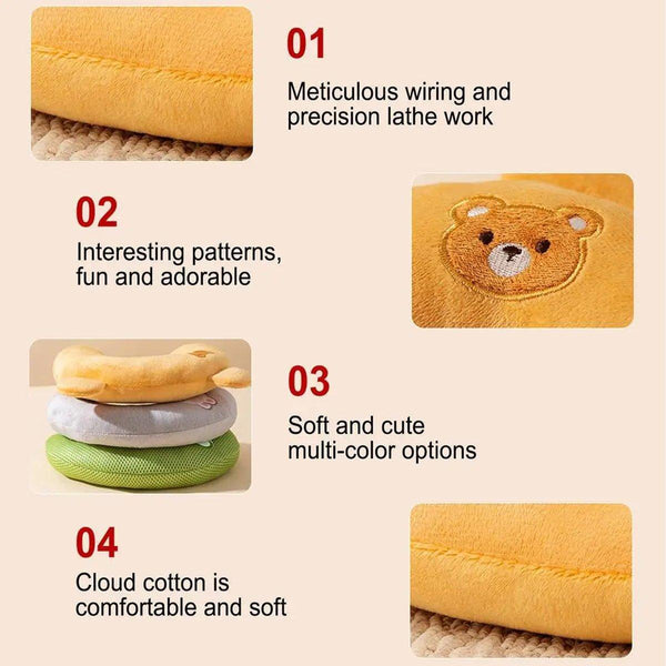 Dog Pet U Shaped Pillow Cartoon Breathable Cat Sleeping Cushion For All Seasons Brown Pet Beds