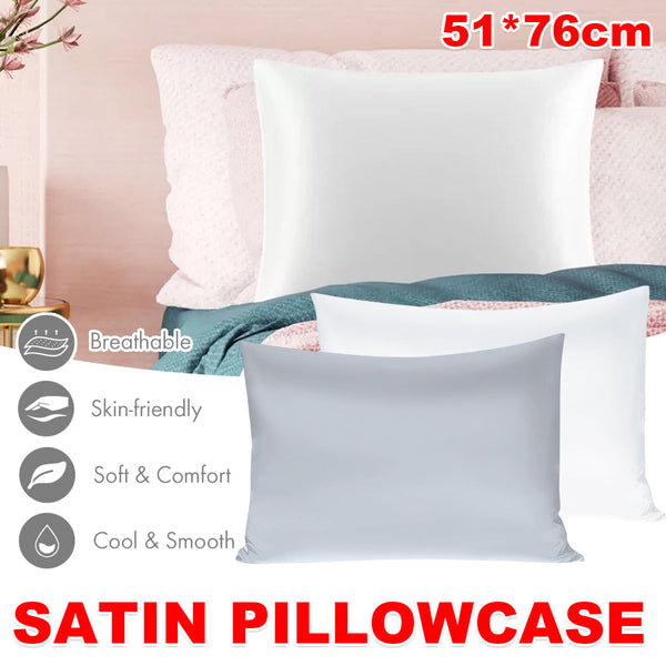 Silk Envelope Pillowcase Soft Satin Protective Cover For Bed Sleep Comfort Silver Pillow Cases