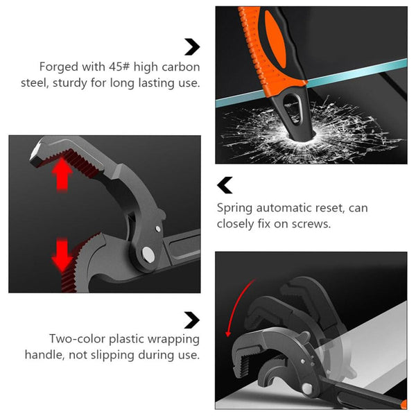 Pipe Wrench Quick Adjust Spanner Multi Functional Water Tool Heavy Duty L Other Wrenches & Spanners