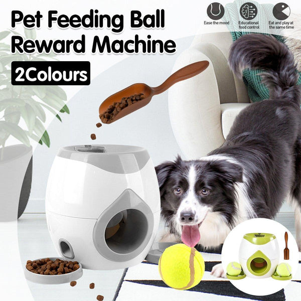 Interactive Dog Toy Tennis Feeder Machine For Training And Treat Rewards Grey Dog Toys