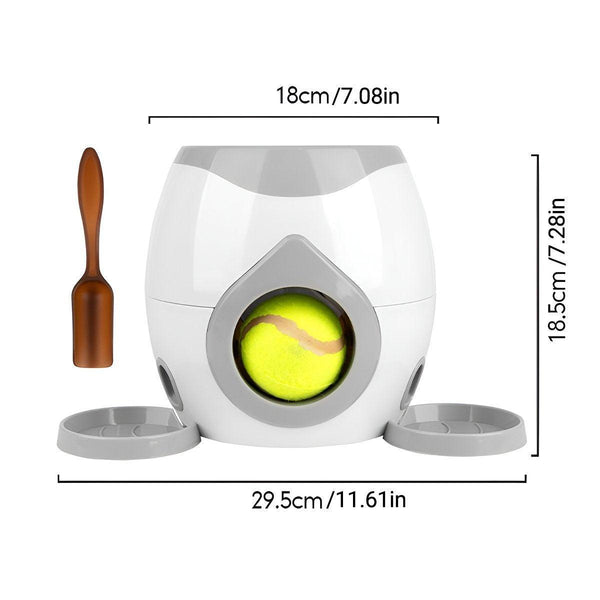 Interactive Dog Toy Tennis Feeder Machine For Training And Treat Rewards Grey Dog Toys