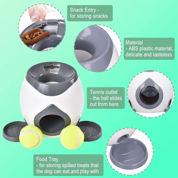Interactive Dog Toy Tennis Feeder Machine For Training And Treat Rewards Grey Dog Toys