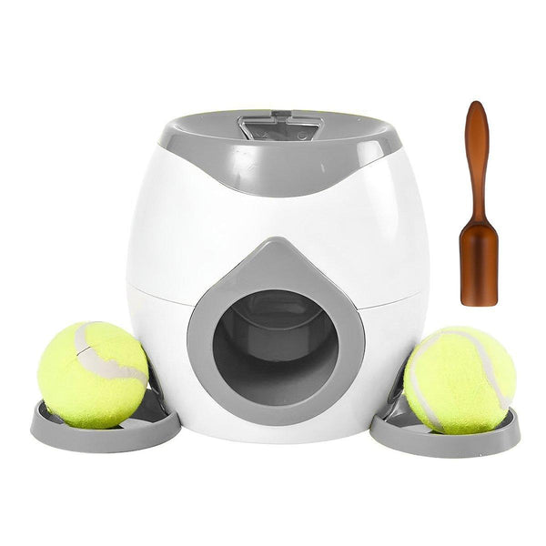 Interactive Dog Toy Tennis Feeder Machine For Training And Treat Rewards Grey Dog Toys