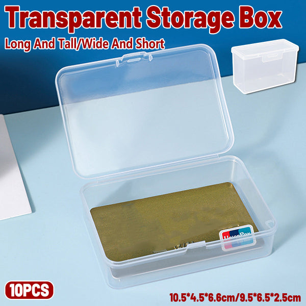 10Pcs Card Storage Box Transparent Plastic Holder Id Business Organizer Long And Tall 10.5 X 4.5 6.6 Cm Id & Document Holders