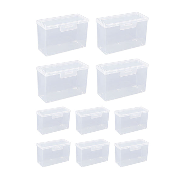 10Pcs Card Storage Box Transparent Plastic Holder Id Business Organizer Long And Tall 10.5 X 4.5 6.6 Cm Id & Document Holders