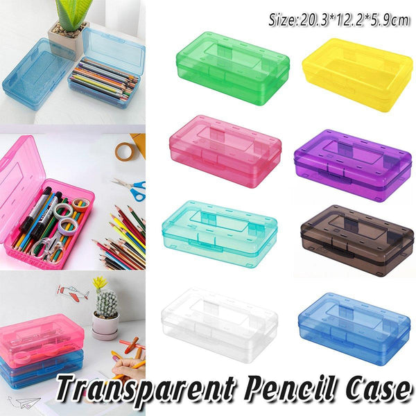 Large Capacity Transparent Plastic Pencil Case Multifunctional Student Art Box Green Pencil Cases