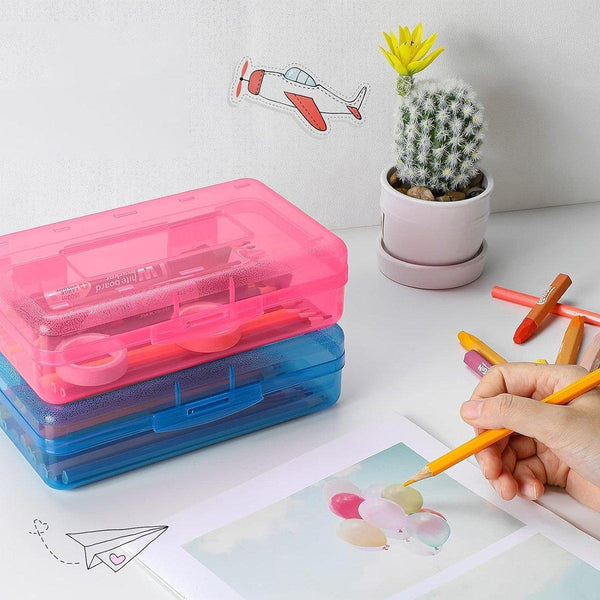 Large Capacity Transparent Plastic Pencil Case Multifunctional Student Art Box Purple Pencil Cases