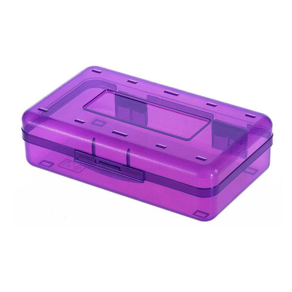 Large Capacity Transparent Plastic Pencil Case Multifunctional Student Art Box Purple Pencil Cases
