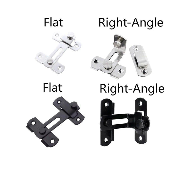 2 Sets 90 Degree Sliding Door Latch Lock Catch Kit For Home Use Flat Silver Door Locks & Lock Mechanisms