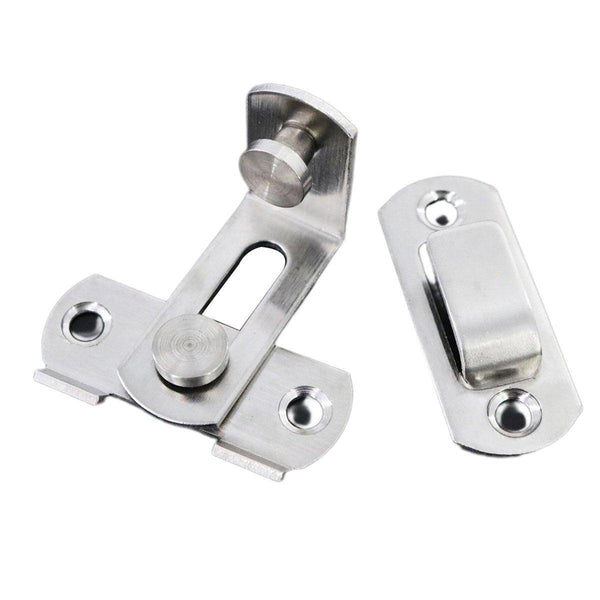 2 Sets 90 Degree Sliding Door Latch Lock Catch Kit For Home Use Flat Silver Door Locks & Lock Mechanisms
