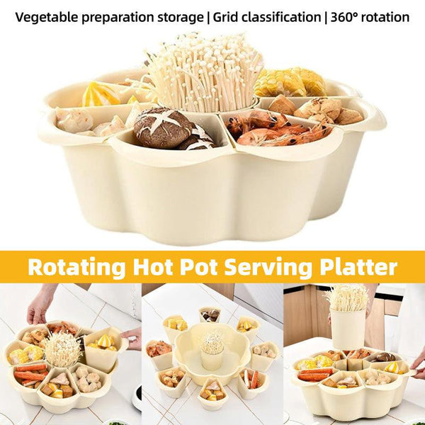 Multifunctional Hot Pot Platter 9 Grid Serving Dish Vegetable Snack Plate Tray Trays