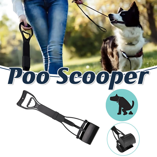 Long Handle Pet Pooper Scooper With Clamping Jaw For Dog Waste Pickup Outdoor Use Pooper Scooper & Bags