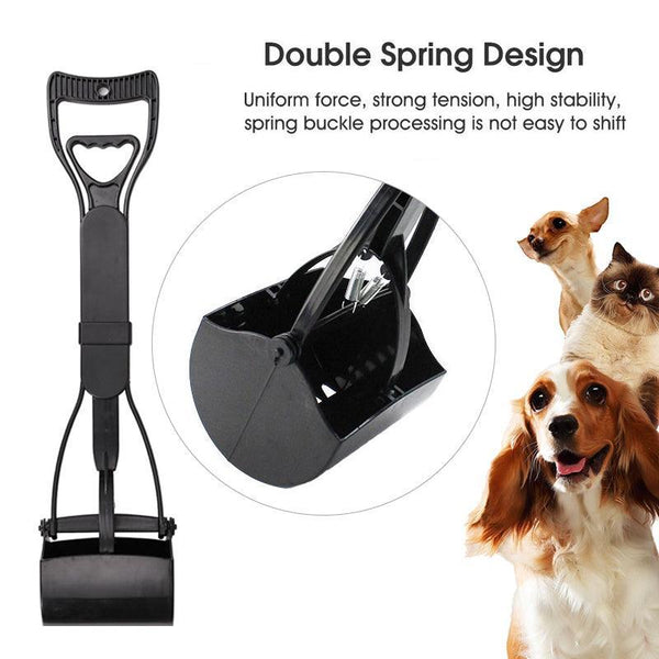 Long Handle Pet Pooper Scooper With Clamping Jaw For Dog Waste Pickup Outdoor Use Pooper Scooper & Bags