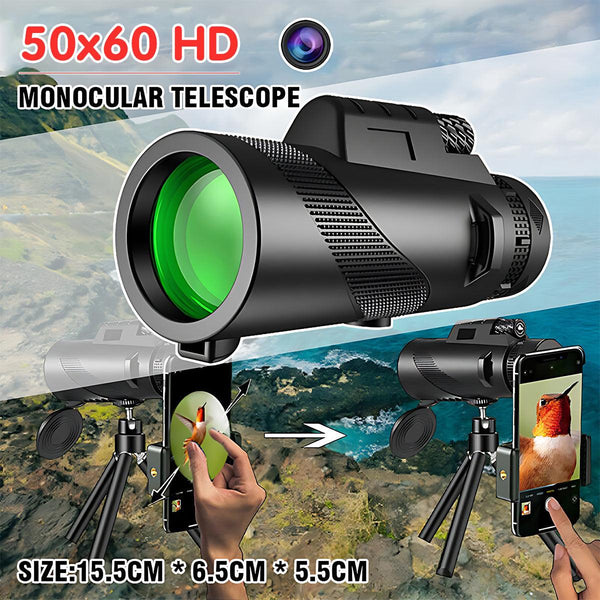 50X60 Hd Monocular Telescope With Tripod And Phone Holder For Outdoor Travel Binoculars & Monoculars
