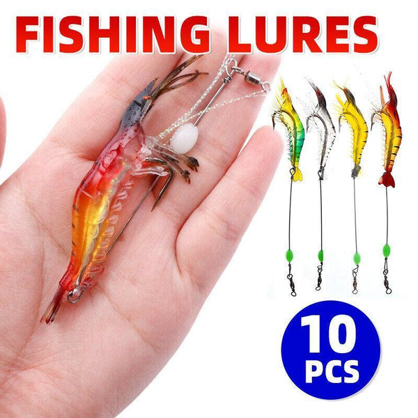 10 Pack Soft Shrimp Lures With Hooks For Bream Flathead Cod And Bass Fishing Baits & Lures