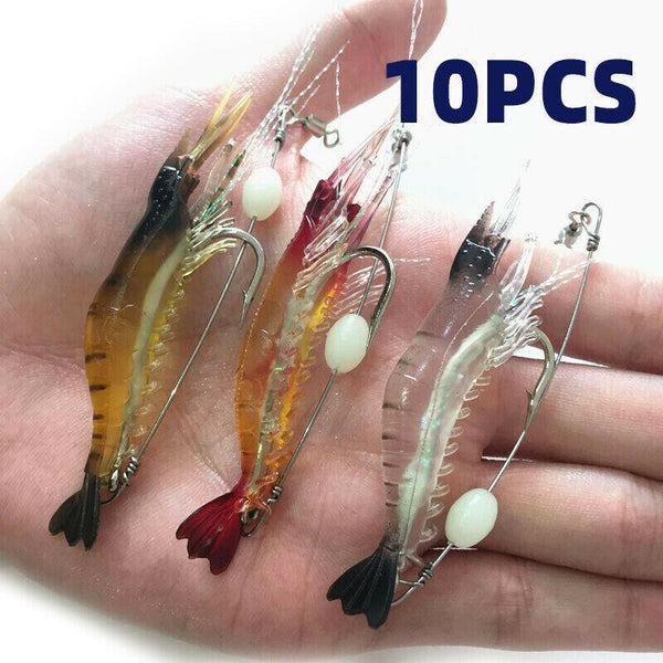 10 Pack Soft Shrimp Lures With Hooks For Bream Flathead Cod And Bass Fishing Baits & Lures