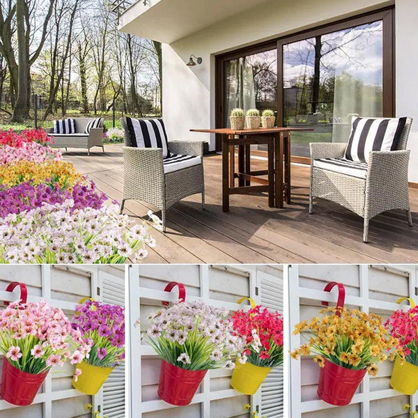 12Pcs Artificial Flowers Set For Home Decor Wedding Party Fake Floral Orange Artificial Plants