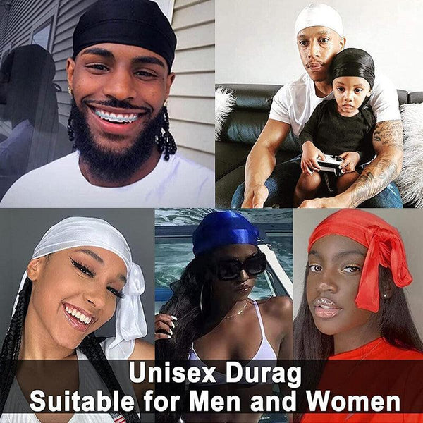 Velvet Durag Silky Hat Cap Men Women Premium Designer Doo Rag Wave Headwear Purple Hats