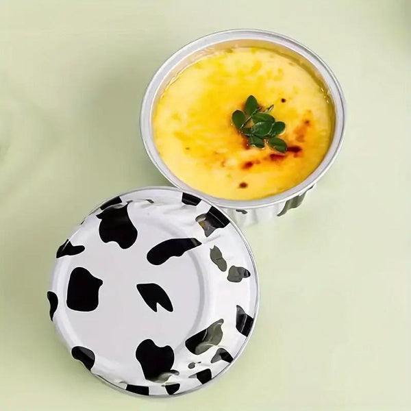 100Pcs Cake Tools Pudding Aluminum Foil Baking Cups Cupcake With Lids Cow Baking Cups & Cases
