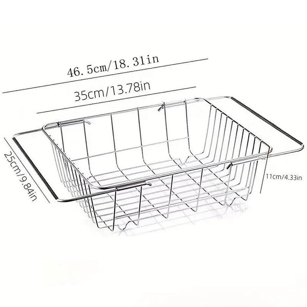 Stainless Steel Sink Draining Basket Telescopic Dish Rack Kitchen Storage Holder Colanders Strainers & Sifters